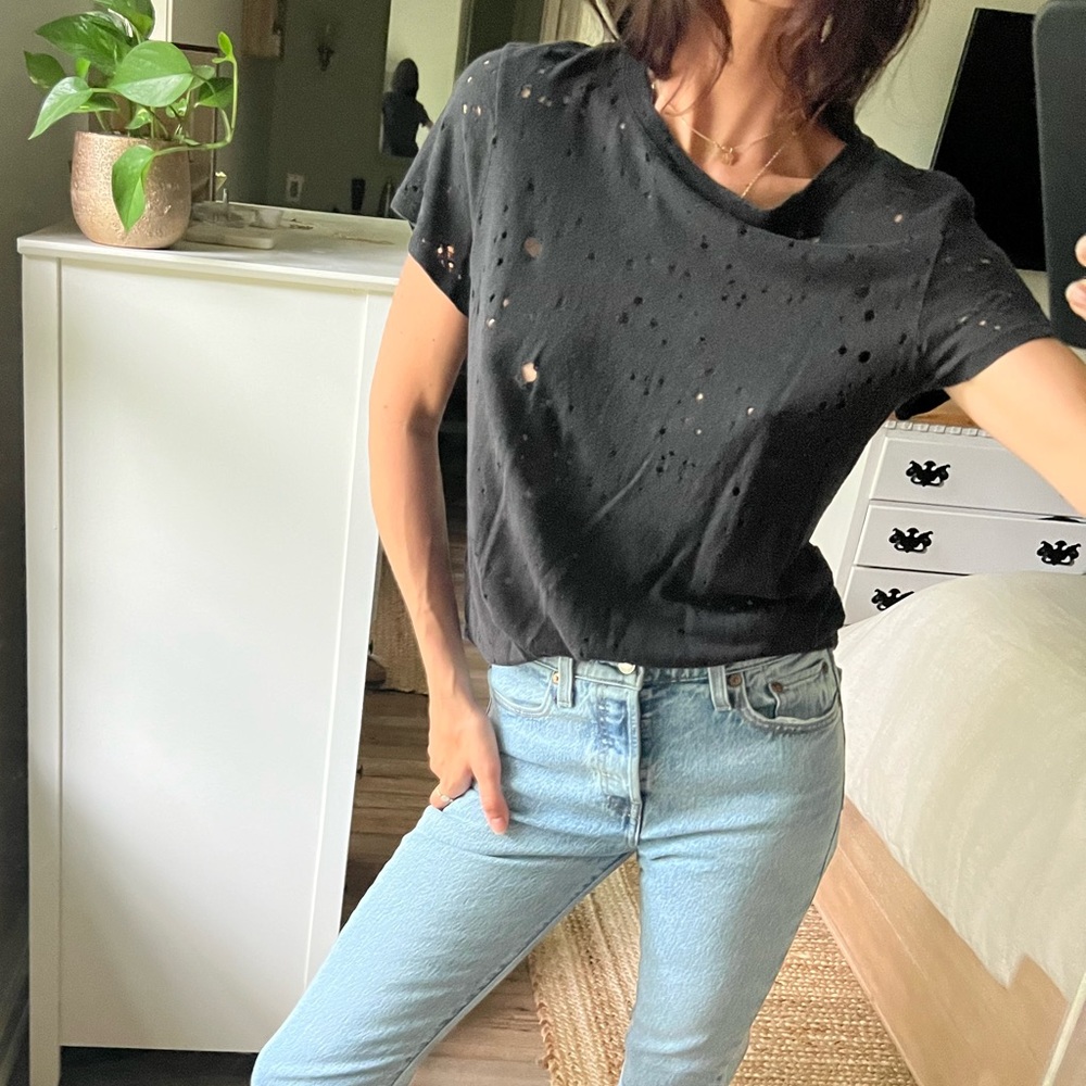 Faded Black Distressed Tee